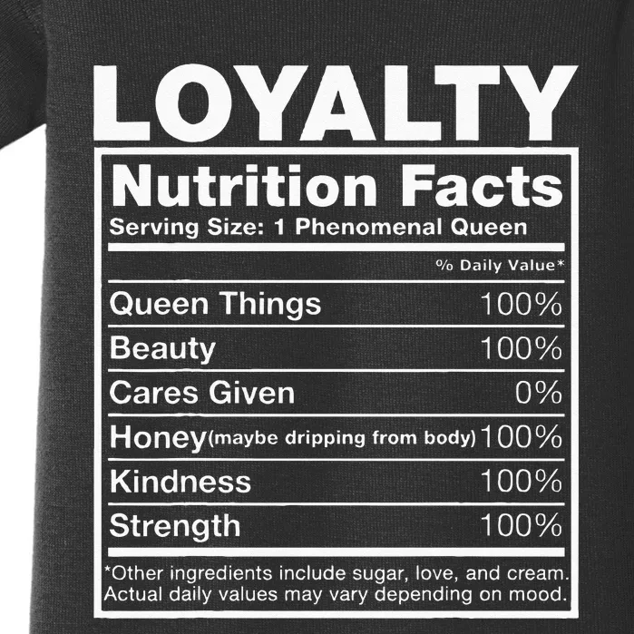 Loyalty Nutrition Facts Loyalty Name Birthday Baby Bodysuit