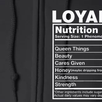 Loyalty Nutrition Facts Loyalty Name Birthday Full Zip Hoodie