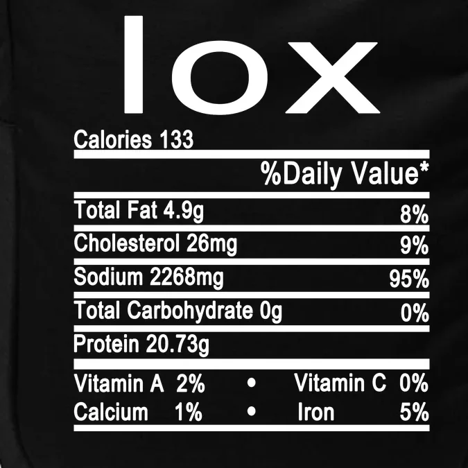 Lox Nutrition Facts Label Impact Tech Backpack