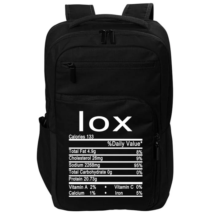 Lox Nutrition Facts Label Impact Tech Backpack