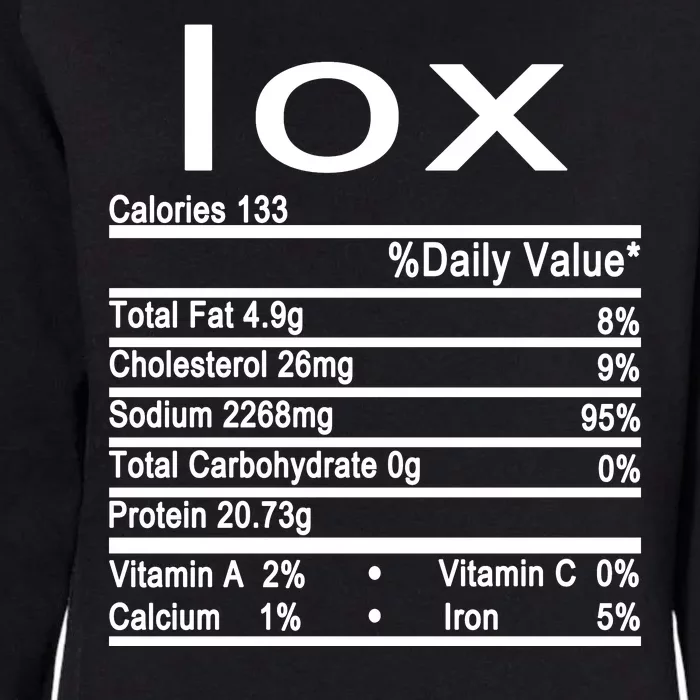 Lox Nutrition Facts Label Womens California Wash Sweatshirt