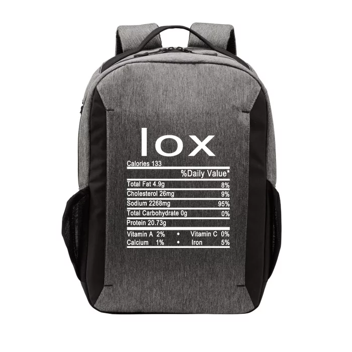 Lox Nutrition Facts Label Vector Backpack