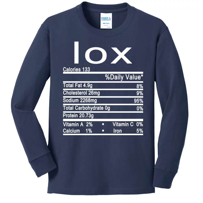 Lox Nutrition Facts Label Kids Long Sleeve Shirt