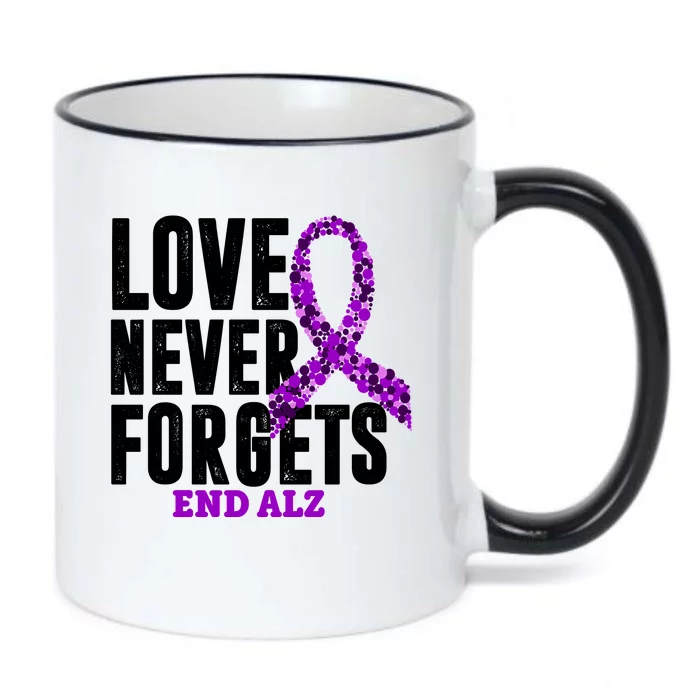 Love Never Forgets End Alzheimer Awareness Black Color Changing Mug