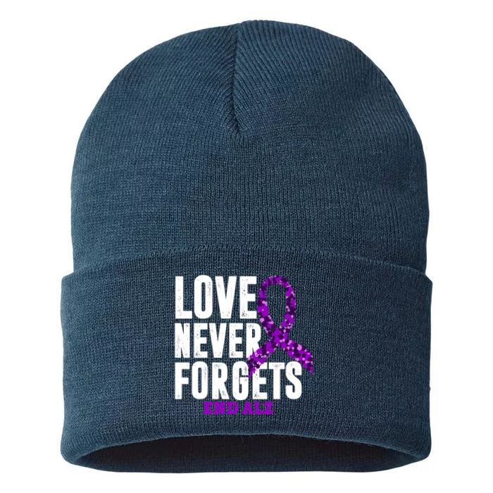 Love Never Forgets End Alzheimer Awareness Sustainable Knit Beanie