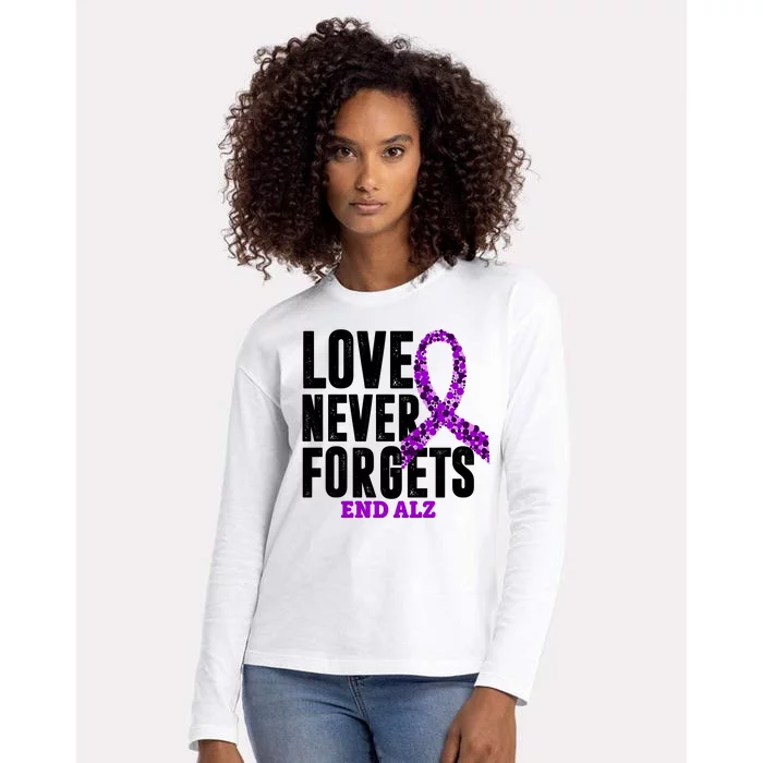 Love Never Forgets End Alzheimer Awareness Womens Cotton Relaxed Long Sleeve T-Shirt