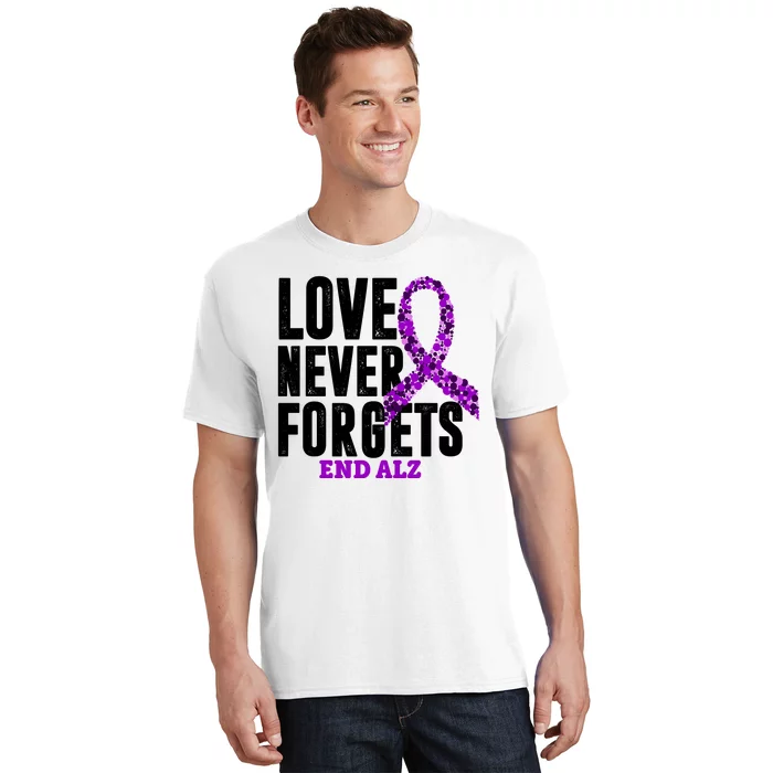 Love Never Forgets End Alzheimer Awareness T-Shirt