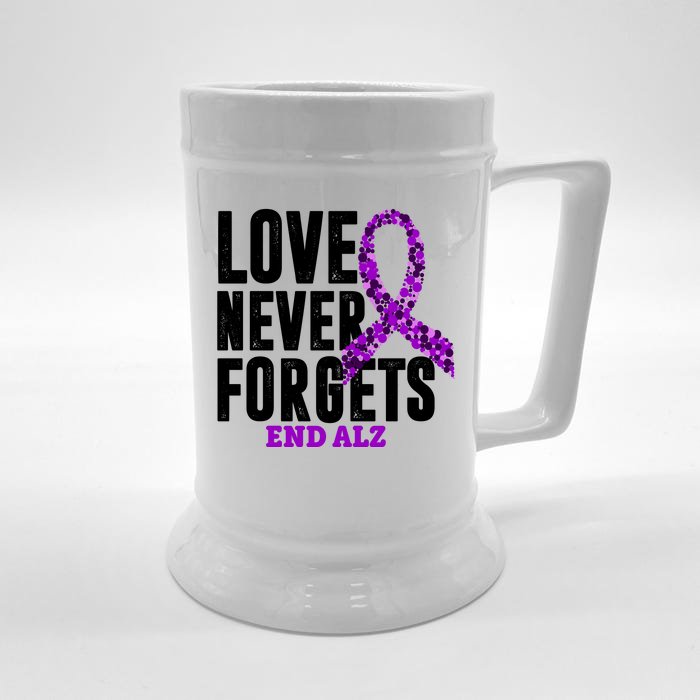 Love Never Forgets End Alzheimer Awareness Front & Back Beer Stein