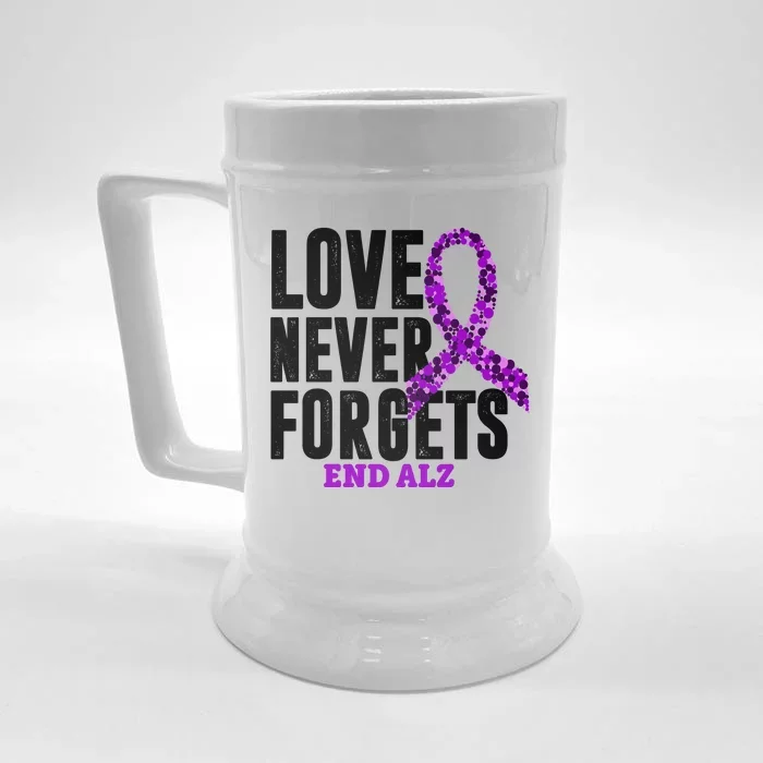 Love Never Forgets End Alzheimer Awareness Front & Back Beer Stein