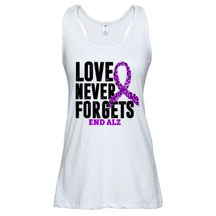 Love Never Forgets End Alzheimer Awareness Ladies Essential Flowy Tank