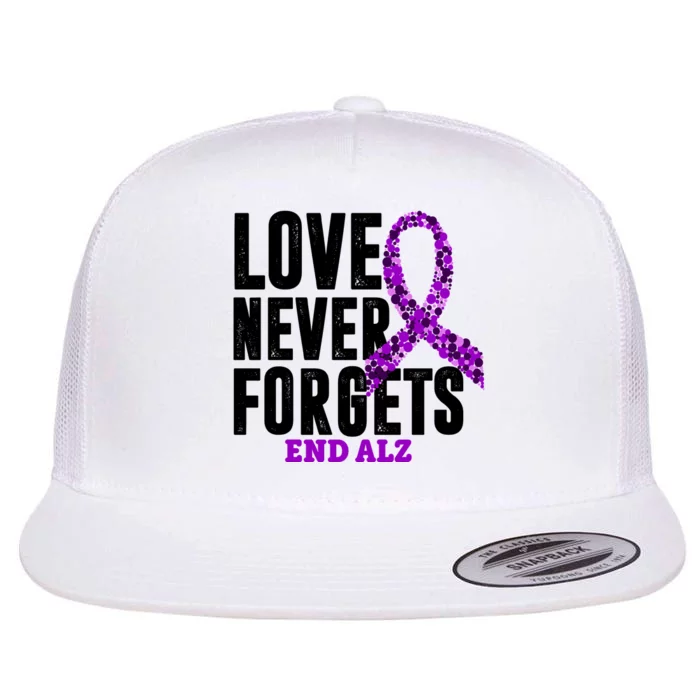 Love Never Forgets End Alzheimer Awareness Flat Bill Trucker Hat