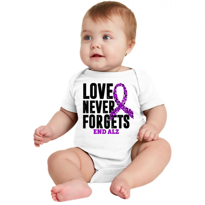 Love Never Forgets End Alzheimer Awareness Baby Bodysuit