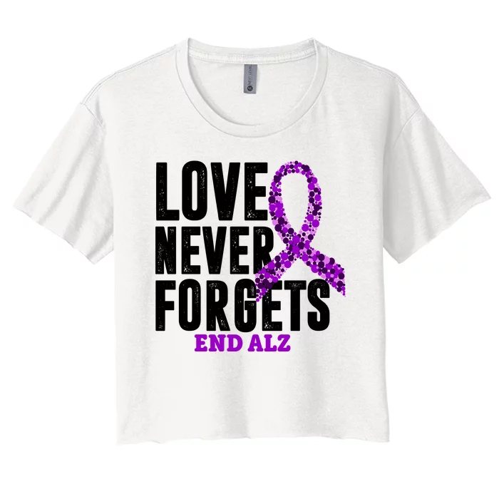 Love Never Forgets End Alzheimer Awareness Women's Crop Top Tee