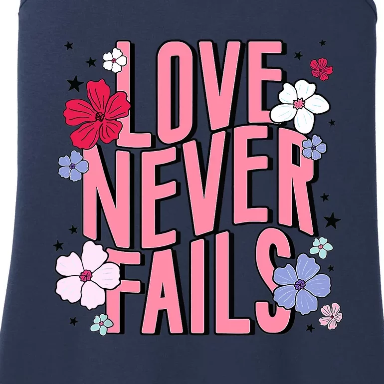 Love Never Fails Retro Groovy Valentine Day Matching Couple Ladies Essential Tank