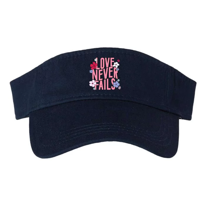 Love Never Fails Retro Groovy Valentine Day Matching Couple Valucap Bio-Washed Visor