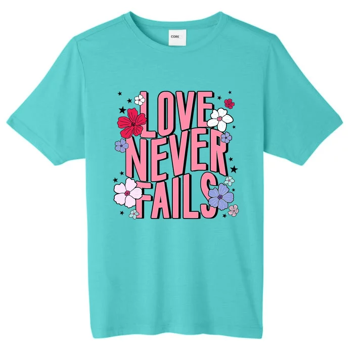 Love Never Fails Retro Groovy Valentine Day Matching Couple ChromaSoft Performance T-Shirt