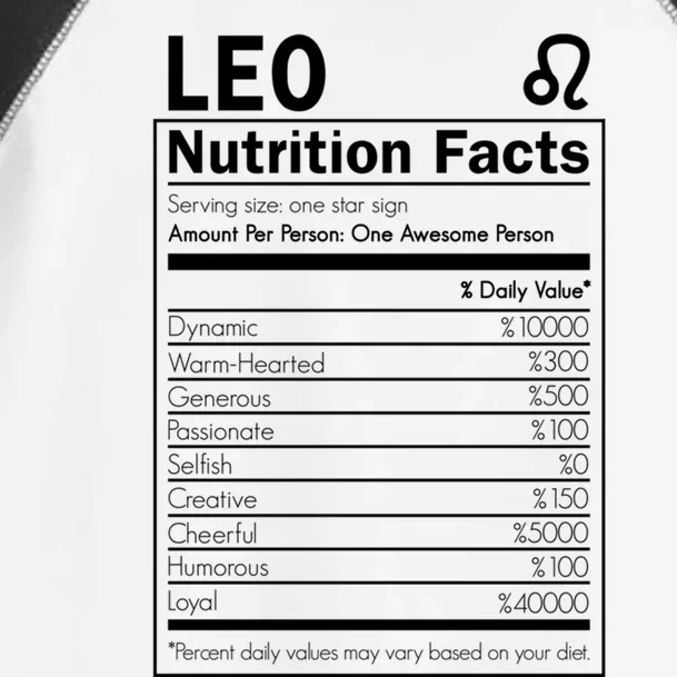 Leo Nutrition Facts Born In August And September Horoscopes Funny Gift Toddler Fine Jersey T-Shirt