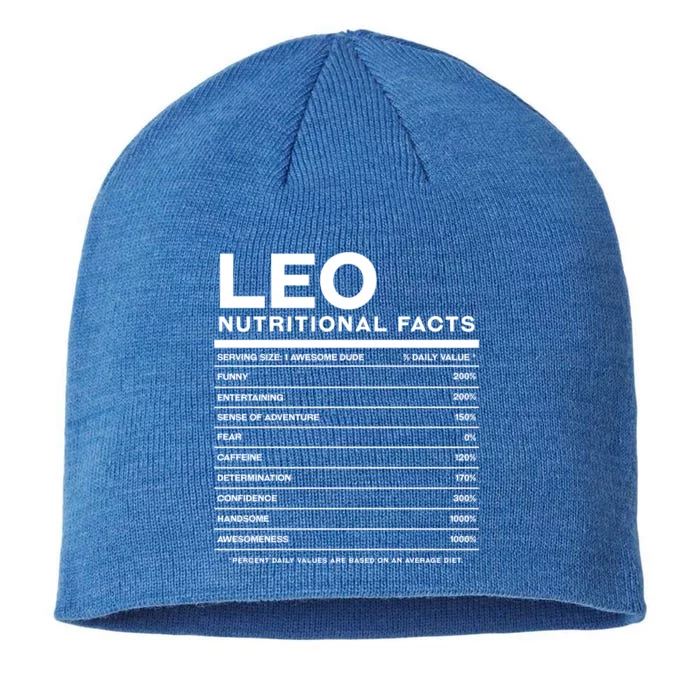 Leo Nutrition Facts Personalized Name Funny Friend Gift 8 1/2in Sustainable Knit Beanie