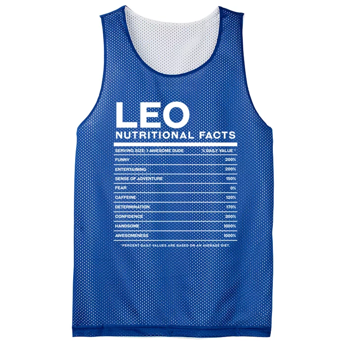 Leo Nutrition Facts Personalized Name Funny Friend Gift Mesh Reversible Basketball Jersey Tank