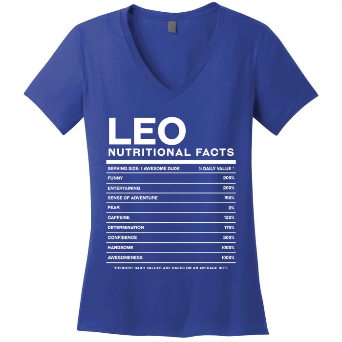 Leo Nutrition Facts Personalized Name Funny Friend Gift Women's V-Neck T-Shirt