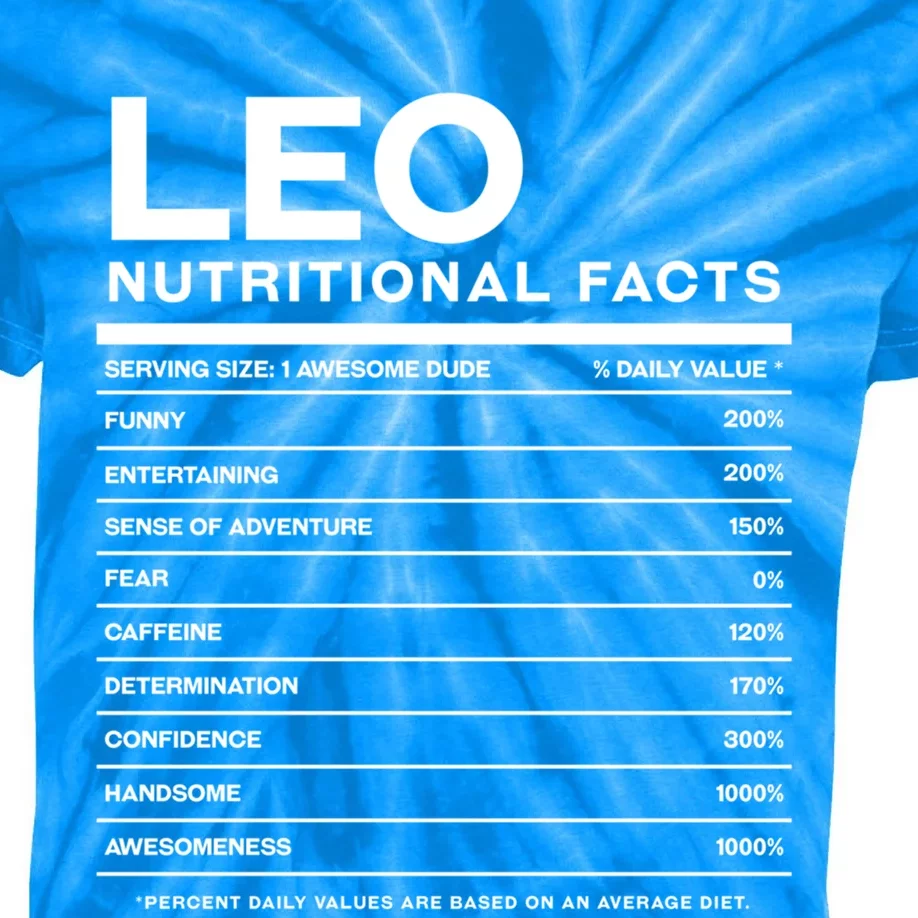 Leo Nutrition Facts Personalized Name Funny Friend Gift Kids Tie-Dye T-Shirt