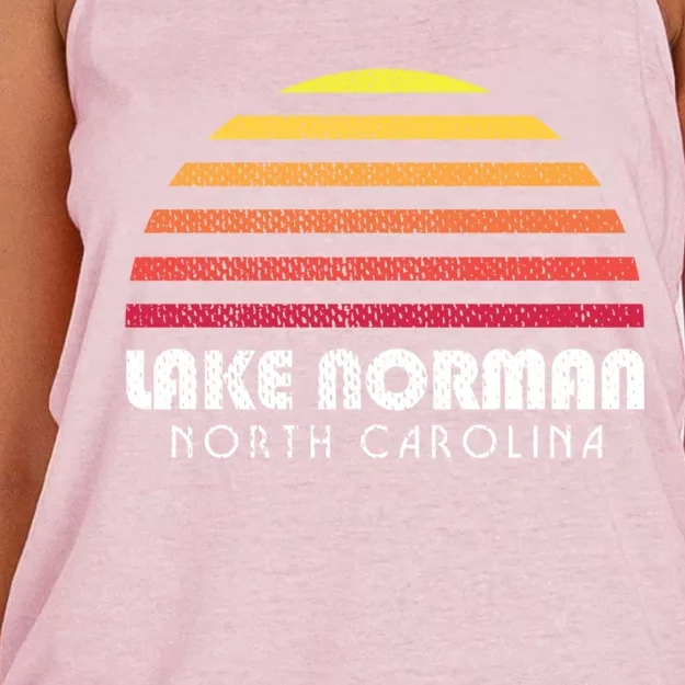 Lake Nor Gift Retro Distressed Sunset Lake Nor Gift Women's Knotted Racerback Tank