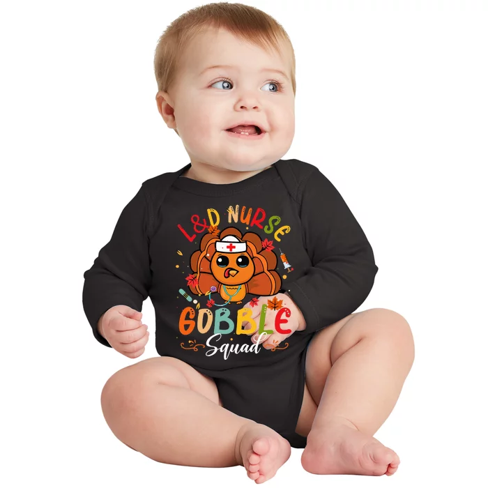 L&D Nurse Gobble Squad Funny Turkey Thanksgiving Baby Long Sleeve Bodysuit