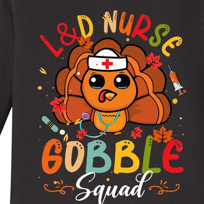 L&D Nurse Gobble Squad Funny Turkey Thanksgiving Baby Long Sleeve Bodysuit