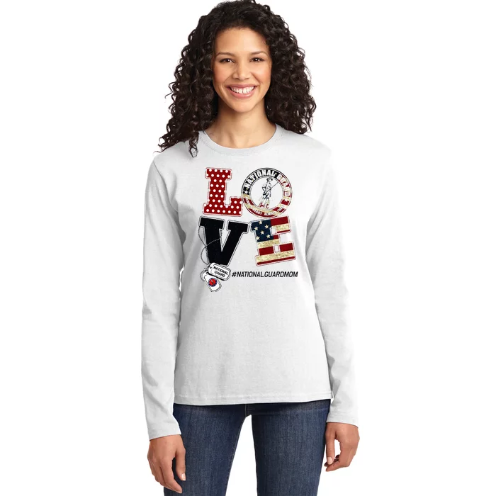 Love National Guard Mom Graduation Proud National Guard Mom Ladies Long Sleeve Shirt