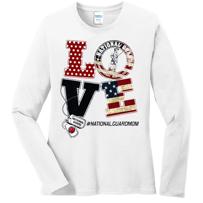 Love National Guard Mom Graduation Proud National Guard Mom Ladies Long Sleeve Shirt