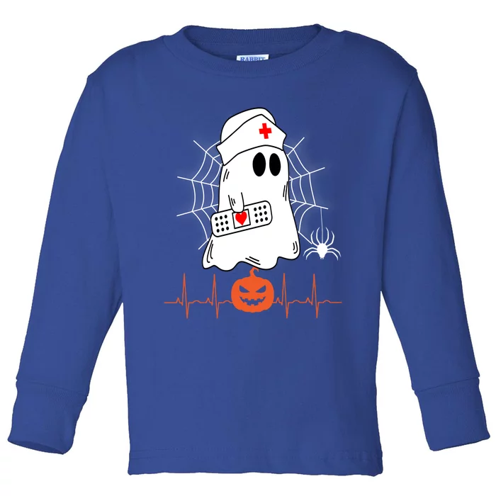 Love Nurse Halloween Pumpkin Fall Nurses Costume Gift Toddler Long Sleeve Shirt