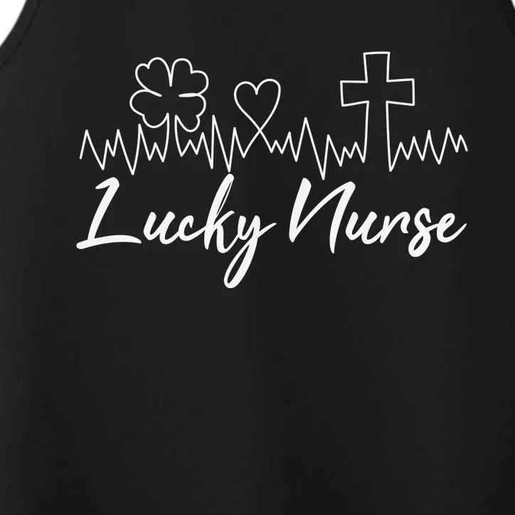 Lucky Nurse Heart Beat Funny Nurse Performance Tank