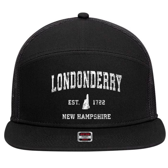 Londonderry New Hampshire Nh Vintage Athletic Sports 7 Panel Mesh Trucker Snapback Hat