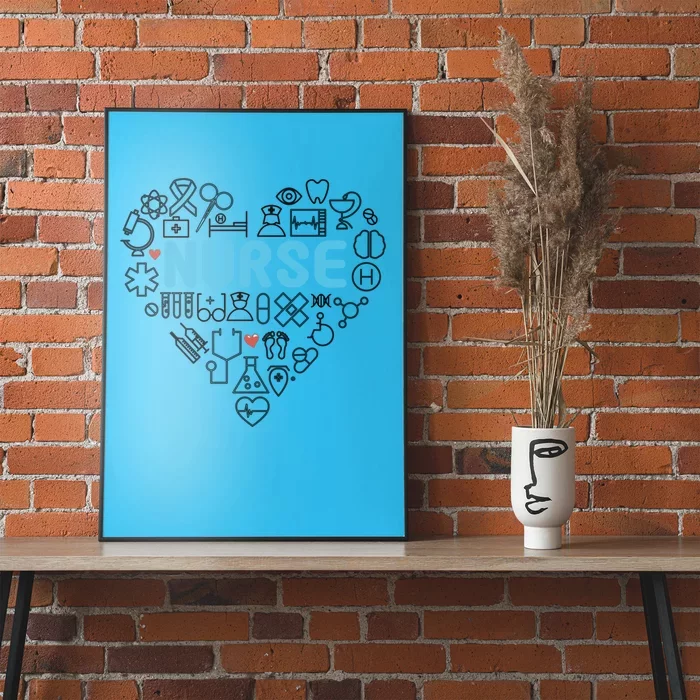 Lovely Nurse Icons Heart For National Nurse Day Gift Poster