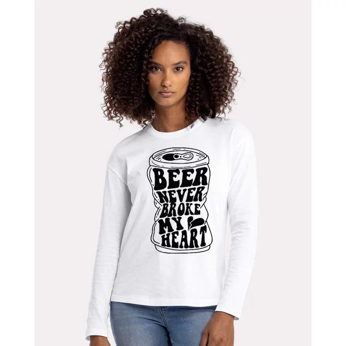 Long Neck Ice Cold Beer Never Broke My Heart Womens Cotton Relaxed Long Sleeve T-Shirt