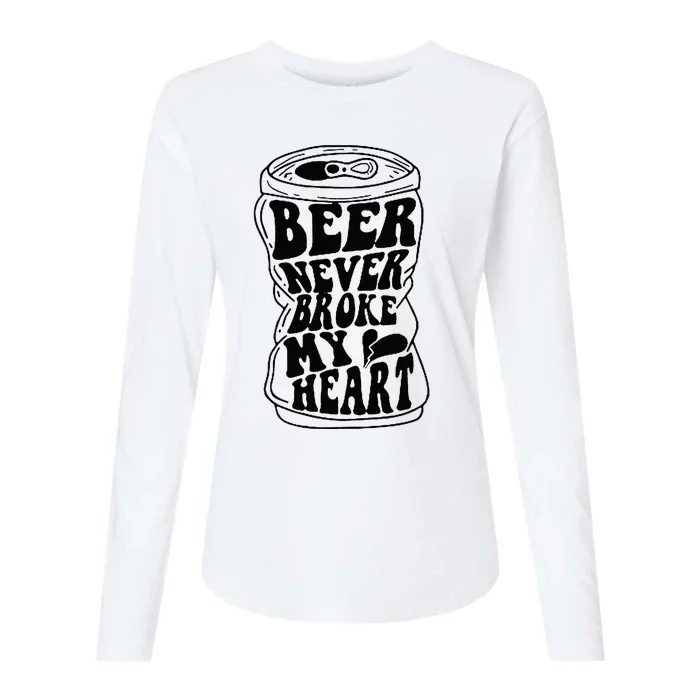 Long Neck Ice Cold Beer Never Broke My Heart Womens Cotton Relaxed Long Sleeve T-Shirt