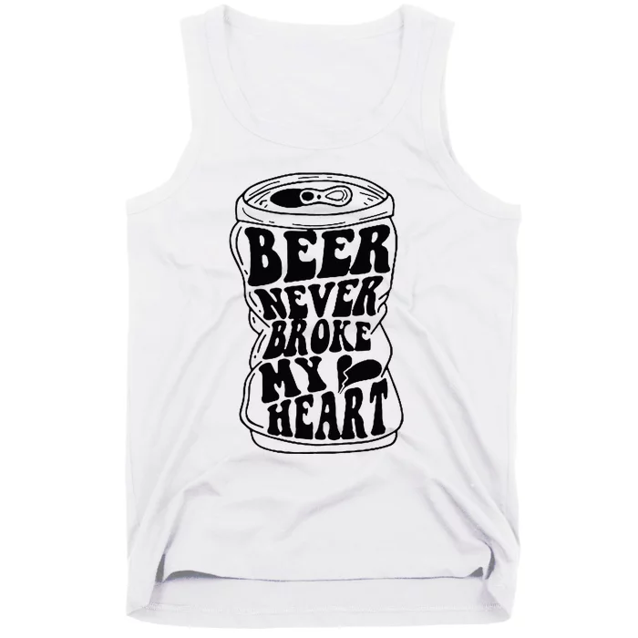 Long Neck Ice Cold Beer Never Broke My Heart Tank Top