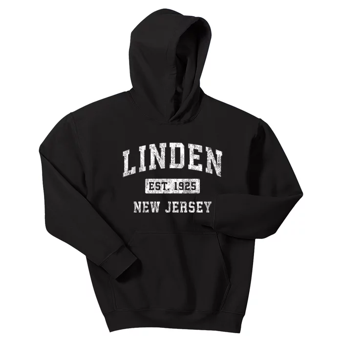 Linden New Jersey Nj Vintage Established Sports Kids Hoodie