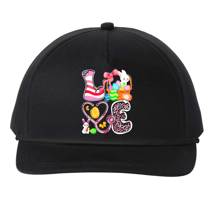 Love Nurse Life Stethoscope Scrub Bunny Easter Day Eggs Meaningful Gift Snapback Five-Panel Rope Hat