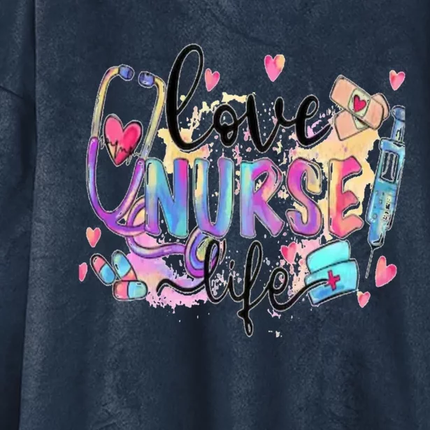 Love Nurse Life Cnm Aprn Crn Dnp Lpn Np Prn Stna Cna Rn Funny Gift Hooded Wearable Blanket