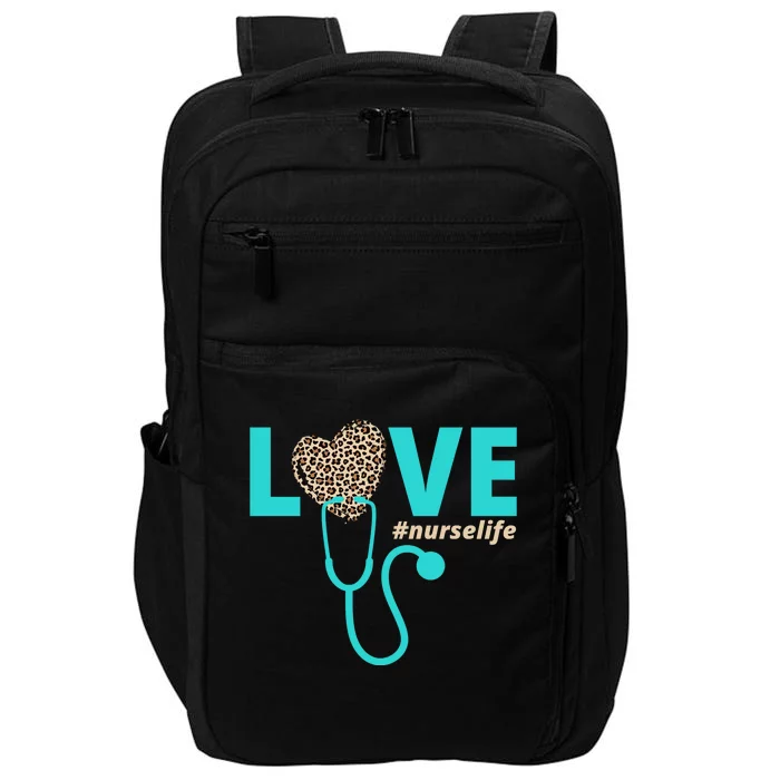 Love Nurse Life Leopard Heart Impact Tech Backpack