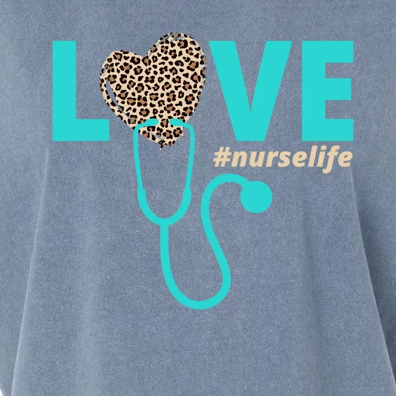 Love Nurse Life Leopard Heart Garment-Dyed Women's Muscle Tee