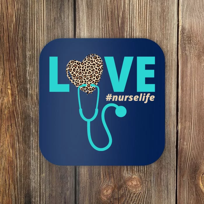 Love Nurse Life Leopard Heart Coaster