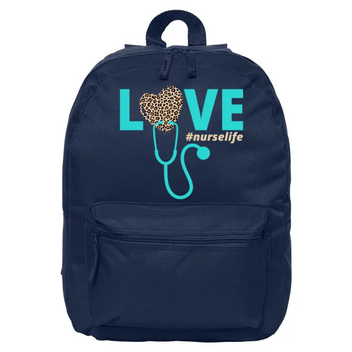 Love Nurse Life Leopard Heart 16 in Basic Backpack