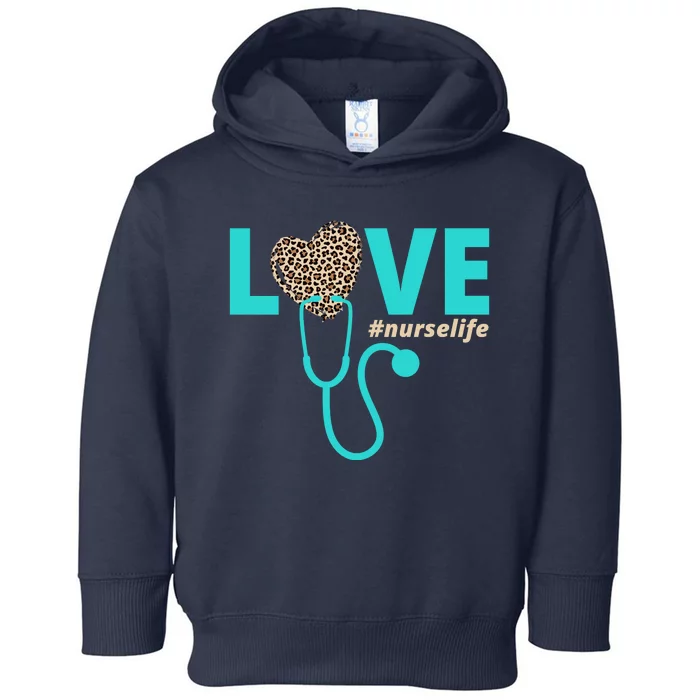 Love Nurse Life Leopard Heart Toddler Hoodie