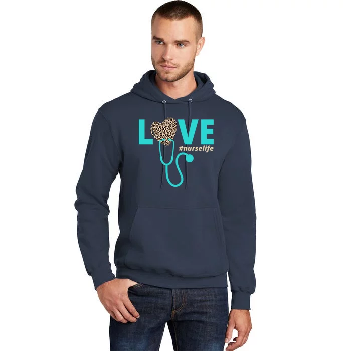 Love Nurse Life Leopard Heart Tall Hoodie