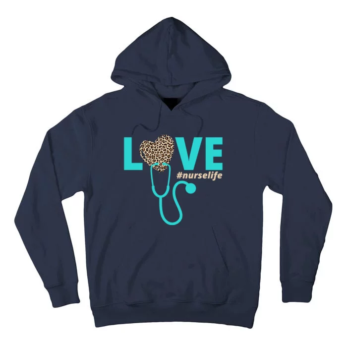 Love Nurse Life Leopard Heart Tall Hoodie