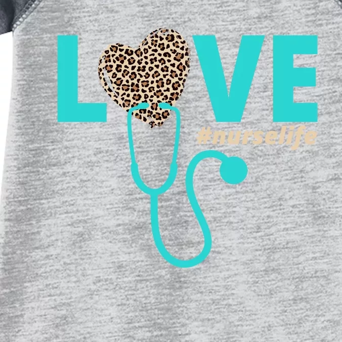 Love Nurse Life Leopard Heart Infant Baby Jersey Bodysuit