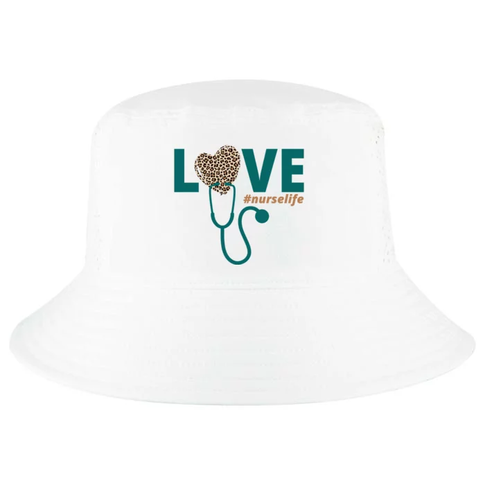 Love Nurse Life Leopard Heart Cool Comfort Performance Bucket Hat