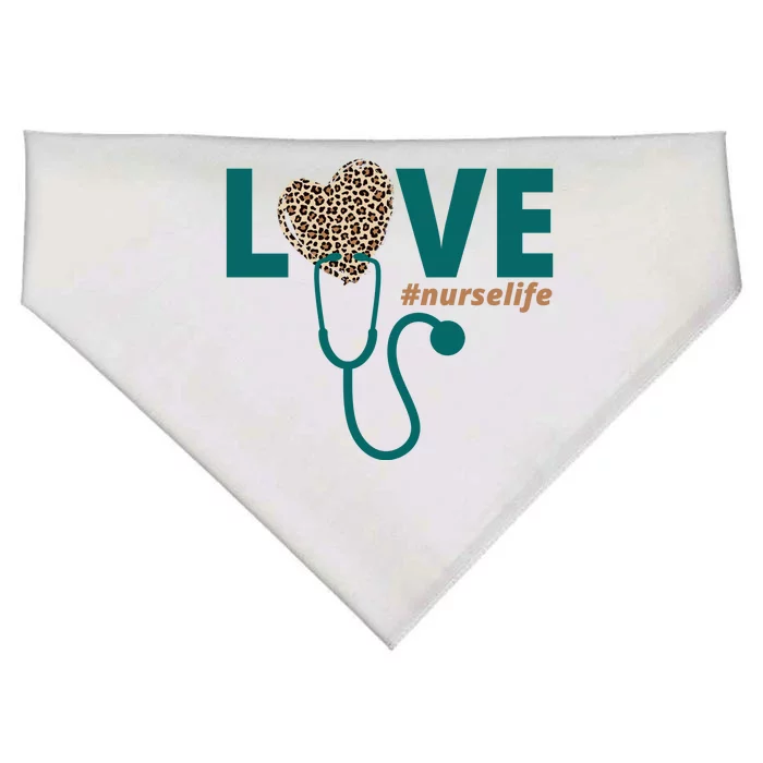 Love Nurse Life Leopard Heart USA-Made Doggie Bandana